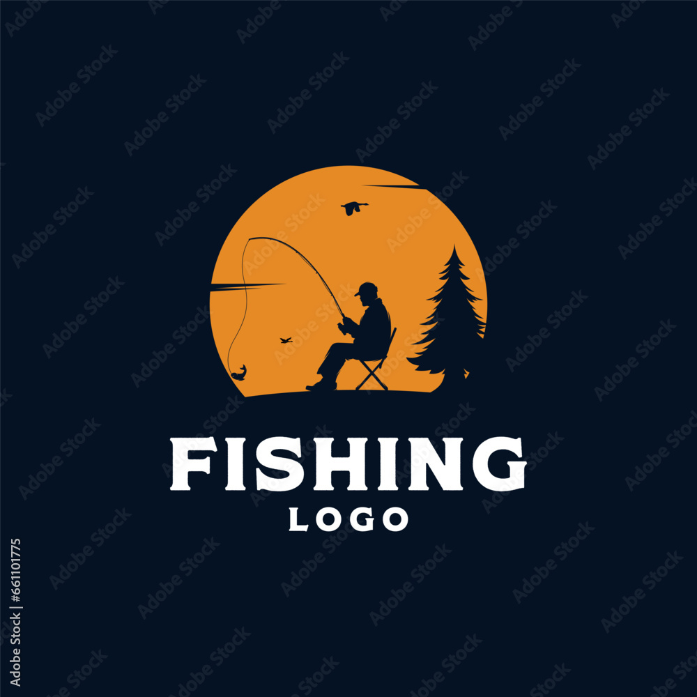 fishing logo design template illustration sport fishing logo
