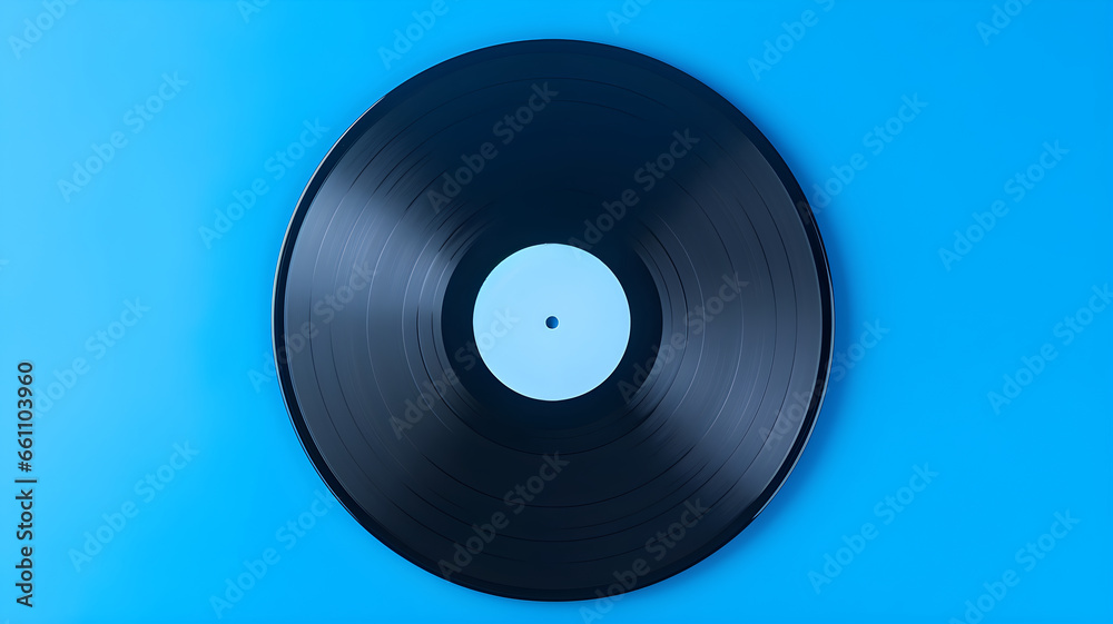 Obraz premium blue vinyl record with blue background