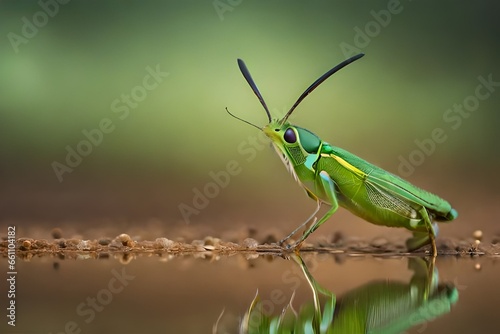 green grasshopper on the ground