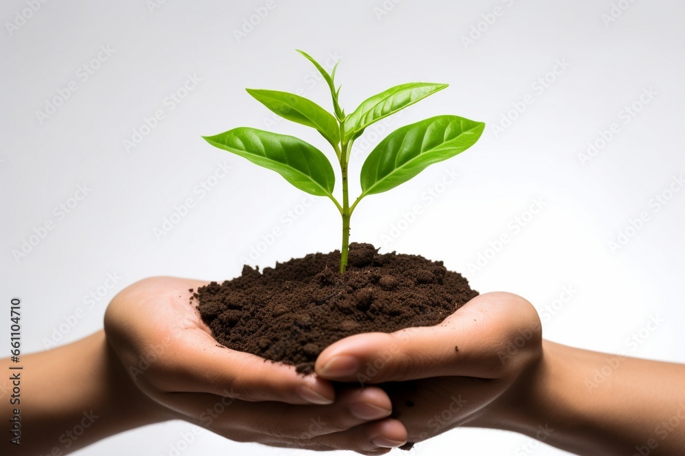 plant in hands, hand holding young plant on blurred nature background. Eco Earth day or plantation day plant in hands, hand holding young plant on blurred nature background. Eco Earth day or plantation day