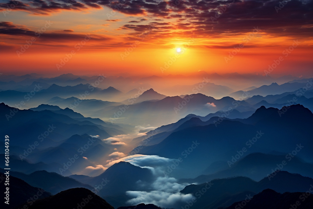 Majestic Sunrise Blanketing the Mountains