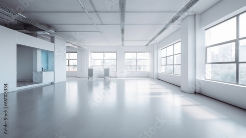 empty futuristic corridor with white walls.