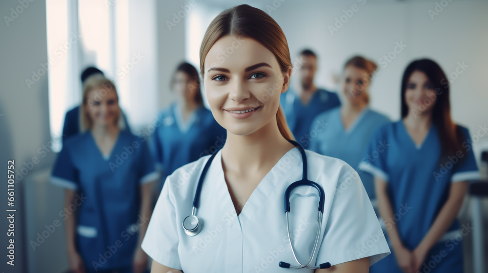 GROUP OF DOCTORS, TEAM IN HOSPITAL, TEAMWORK OF PROFESSIONAL MEDICAL WORKERS, GROUP PORTRAIT. image created by legal AI GROUP OF DOCTORS, TEAM IN HOSPITAL, TEAMWORK OF PROFESSIONAL MEDICAL WORKERS, GROUP PORTRAIT. image created by legal AI