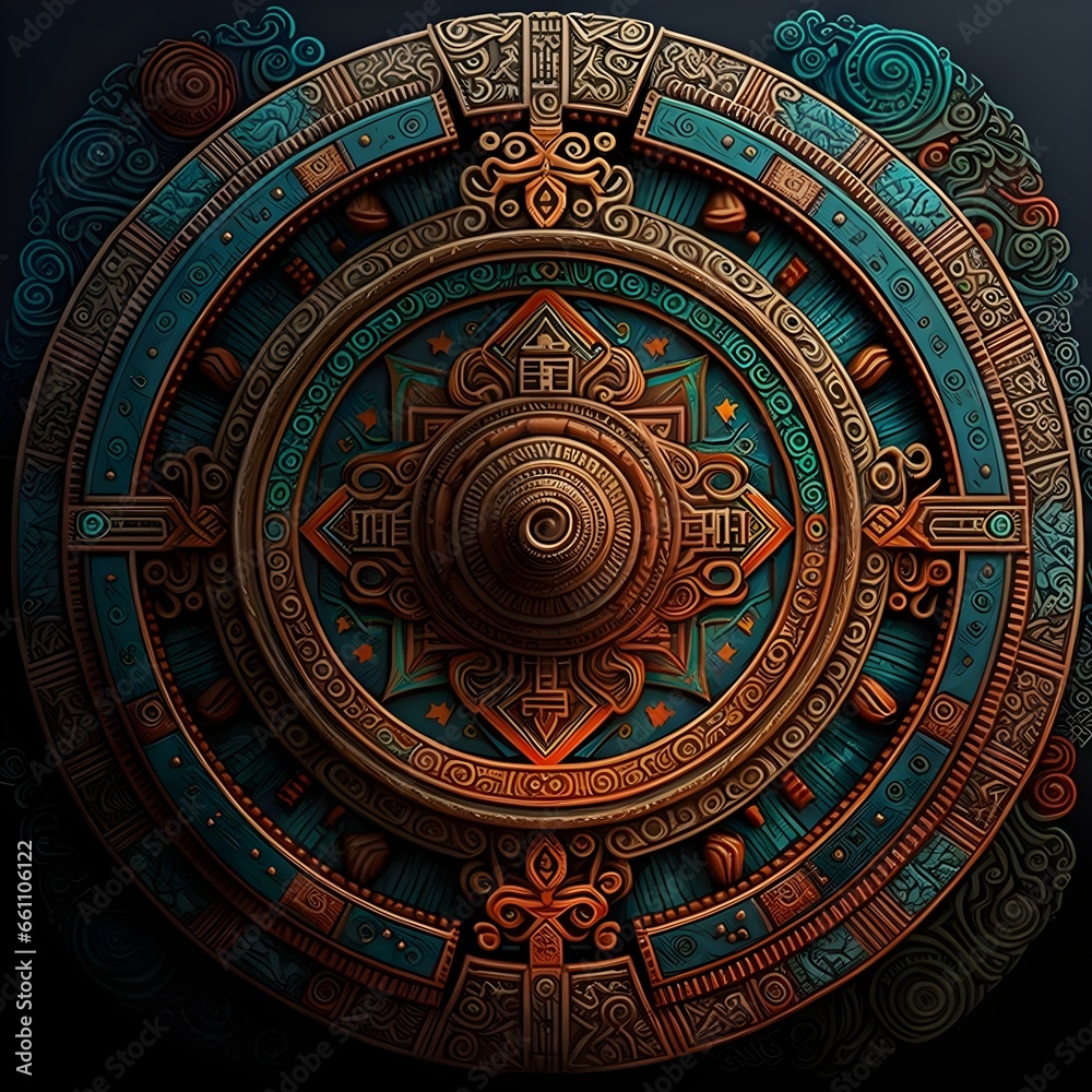 mandala with mayan design realistic 