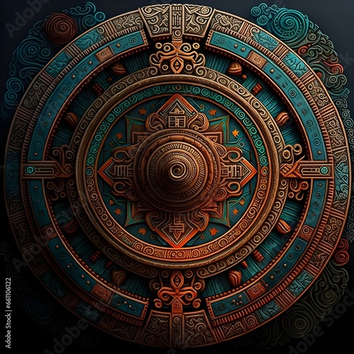 mandala with mayan design realistic 