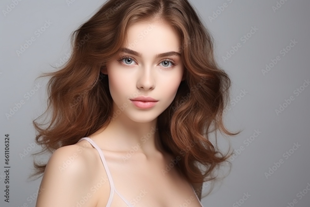 portrait of beautiful young woman on white studio background. concept of cosmetics portrait of beautiful young woman on white studio background. concept of cosmetics
