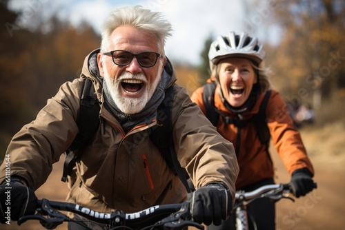 Senior couple riding bikes  healthy lifestyle