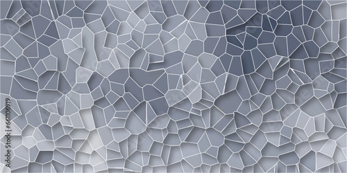 Blue gray Broken quartz stained Glass Background with White lines. Voronoi diagram background. Seamless pattern with 3d shapes vector Vintage  background. Geometric Retro tiles pattern