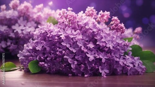 purple flowers, lilac flowers on a table