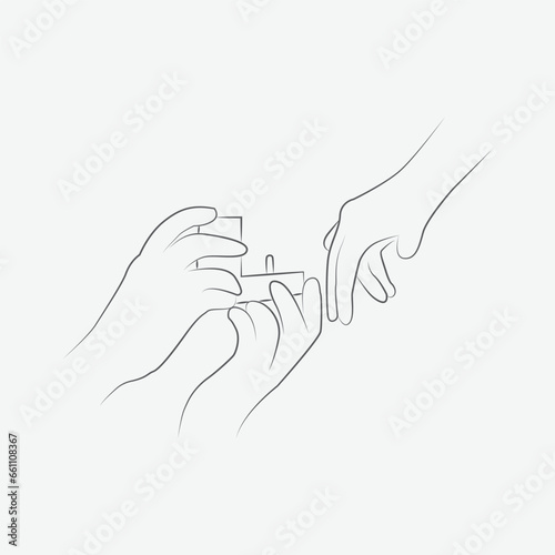 propose day line art romantic couple hand drawn illustration