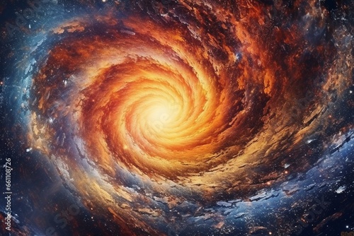 vibrant spiral galaxy in cosmic void. Generative AI
