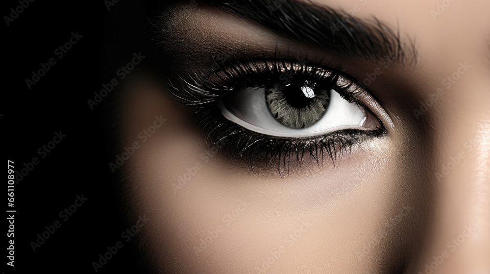 Close-up portrait of a woman with beautiful eyes. Women's beauty, cosmetics. Close-up portrait of a woman with beautiful eyes. Women's beauty, cosmetics.