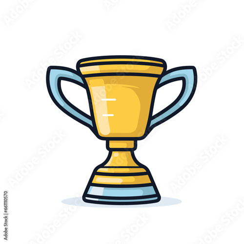 Winner cup hand-drawn comic illustration. Winner cup. Vector doodle style cartoon illustration