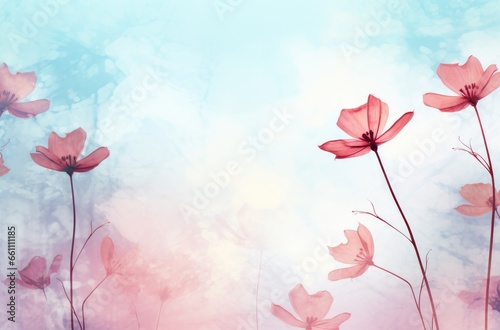 Illustration of spring flower again the blue sky  Generative AI