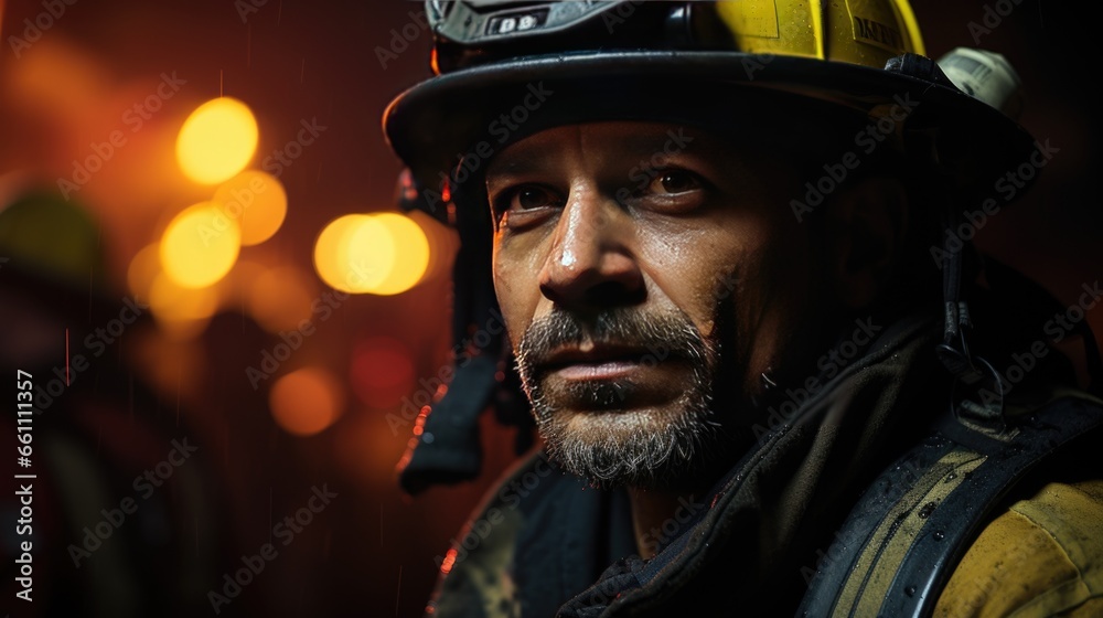 Close-up photo of firefighters.