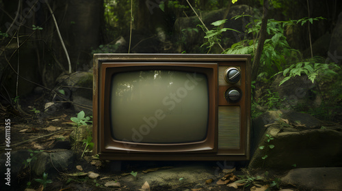 vintage analog television in 70s style