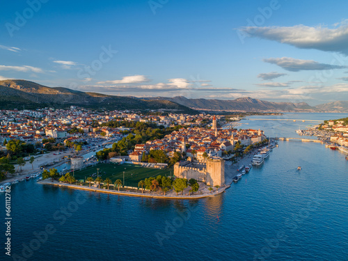 Croatia - Trogir - Amazing aerial photo of the city, with the old town in the center