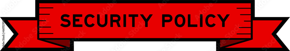 Obraz premium Ribbon label banner with word security policy in red color on white background