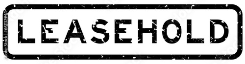 Grunge black leasehold word square rubber seal stamp on white background