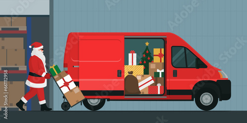 Santa Claus delivering Christmas gifts