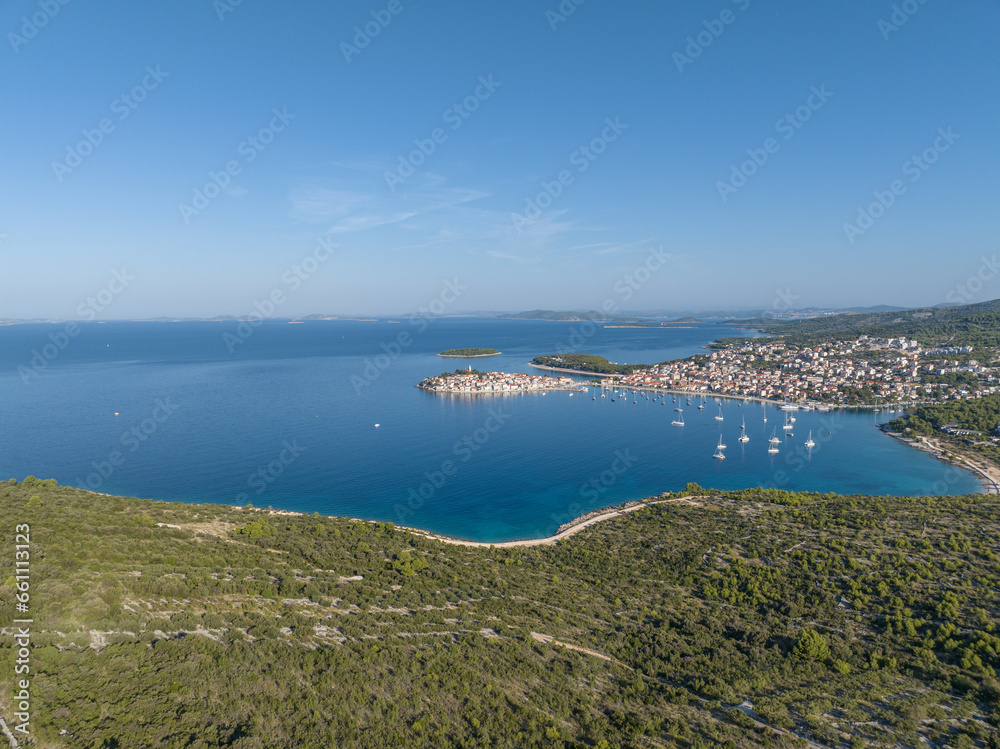 Croatia - Dalmatia - Primosten amazing landscape from drone view, this is the most amazing peninsula in Croatia