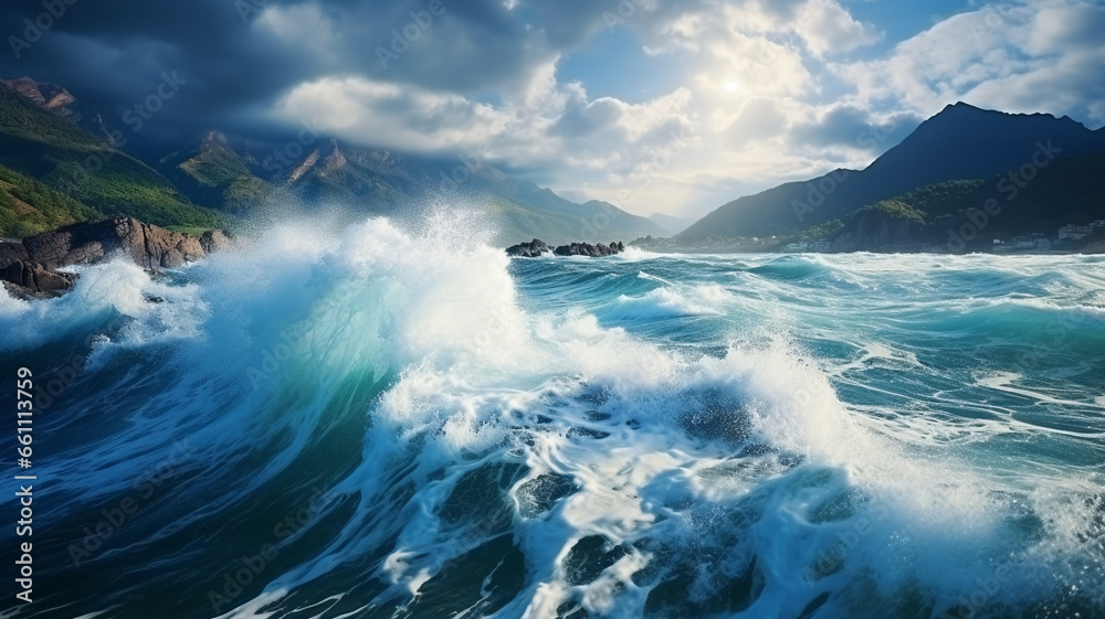Image of a Windy Day with Rough Seas and High Waves
