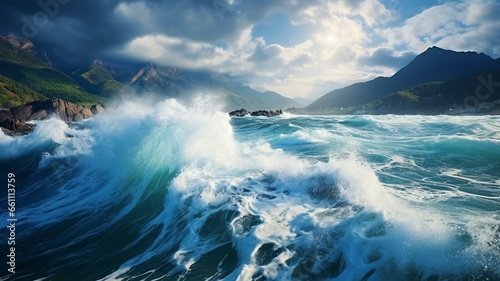 Image of a Windy Day with Rough Seas and High Waves