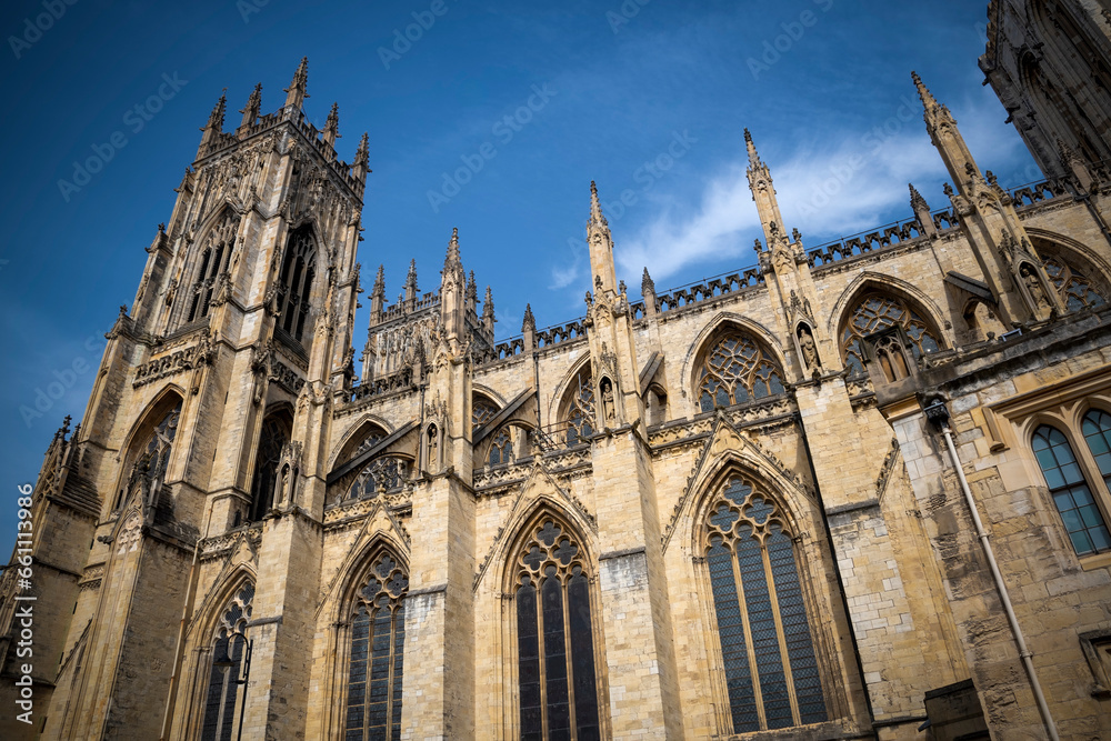 The main facade of York Minster in North Yorkshire