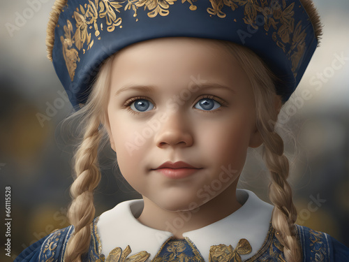 Charming Swedish Child in Traditional National Attire. generative AI