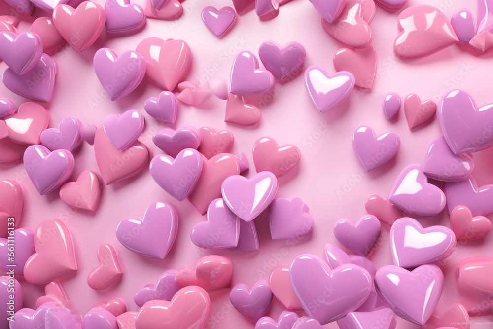 A joyful Valentine's Day background of pink hearts. Generative AI