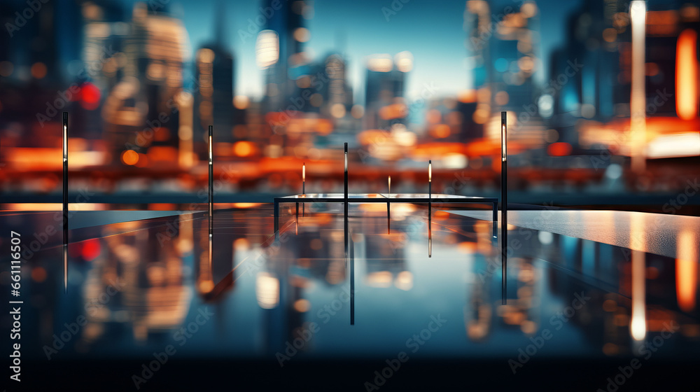 Blurry background with office with big glass in city