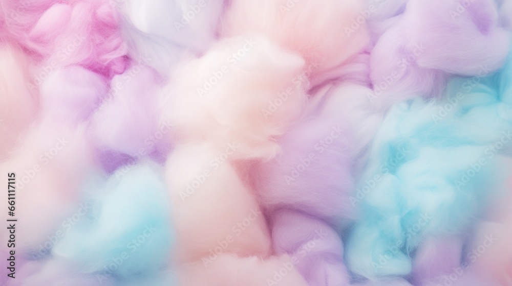 Colorful cotton candy in soft pastel color background, romantic pastel texture background. - obrazy, fototapety, plakaty 