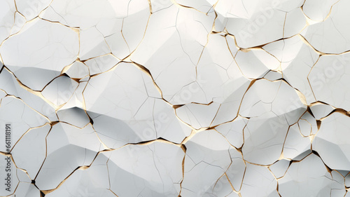 3D Rendered White in Gold Marble Graphite Stone Pattern Showcasing Intricate Polygonal Line Cracks and Dynamic Cracking Effects: A Testament to Elegance and Innovation Interior Design, Architectual 
