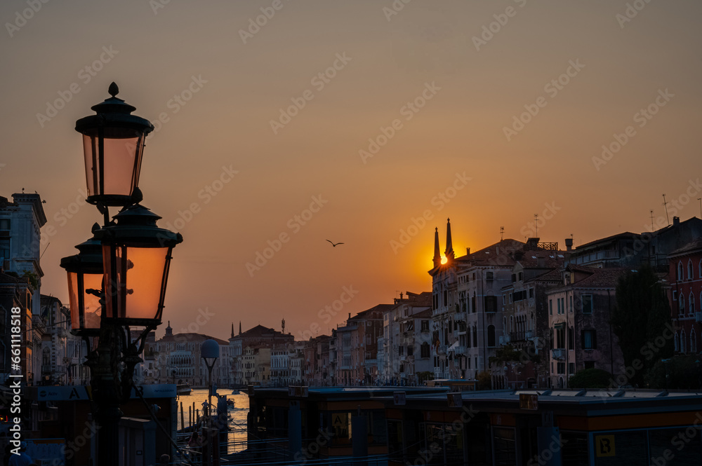 Sunset over the canals of Venice