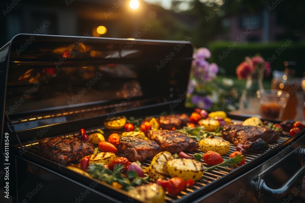 Naklejka premium Barbeque grilling closeup
