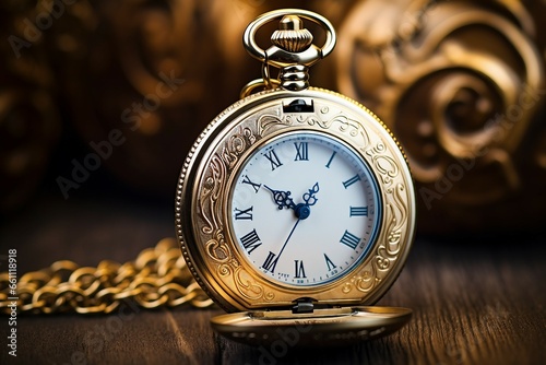 Antique Pocket Watch with Ornate Engravings.