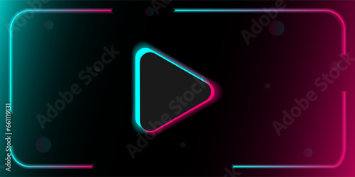 Play. Colored modern background in the style of the social network. Digital background. Stream cover. Social media concept. Vector illustration