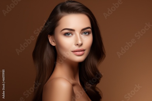 portrait of beautiful young woman on white studio background. concept of cosmetics