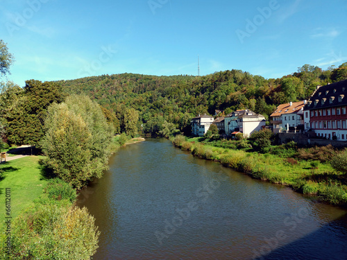 Brücke über den deutsch-luxemburgischen Grenzfluss Sauer zwischen Echternacherbrück und Echternach, der ältesten Stadt Luxemburgs und Hauptort der bei Touristen beliebten Kleinen Luxemburger Schweiz.  photo