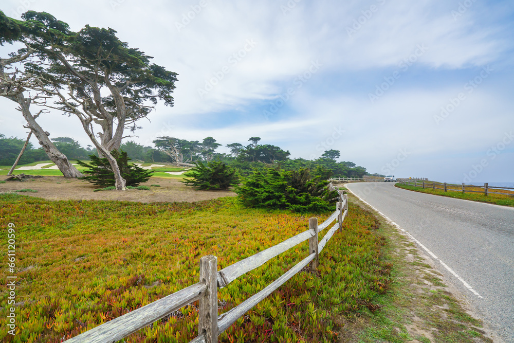 Scenic road 17 Mile Drive through Pacific Grove and Pebble Beach in Monterey, California Central Coast