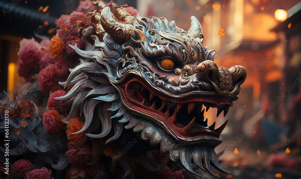 Fototapeta premium Chinese dragon on street, Celebrating Chinese New Year