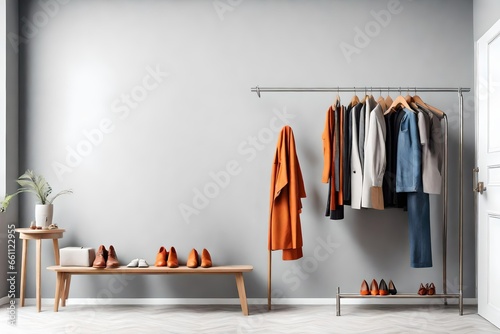 wardrobe with clothes on hangers © Naseem