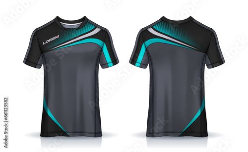 t-shirt sport design template, Soccer jersey mockup for football club. uniform front and back view.	