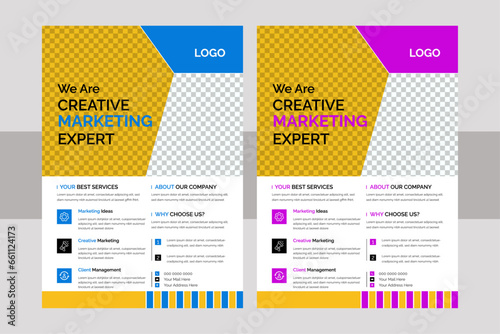 Business Flyer Layout with Colorful Accents. Corporate creative colorful business flyer template design , abstract business flyer, vector template design or business poster template in A4 size. photo
