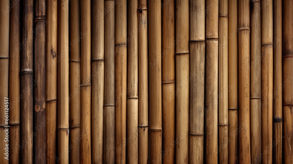 Fototapeta premium Nostalgic Elegance: Vintage wooden texture with bamboo boards adds a touch of rustic allure to your designs