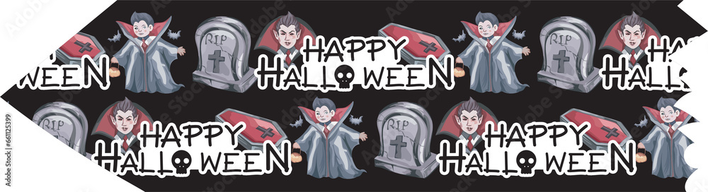 Obraz premium Halloween washi tape on transparent background.