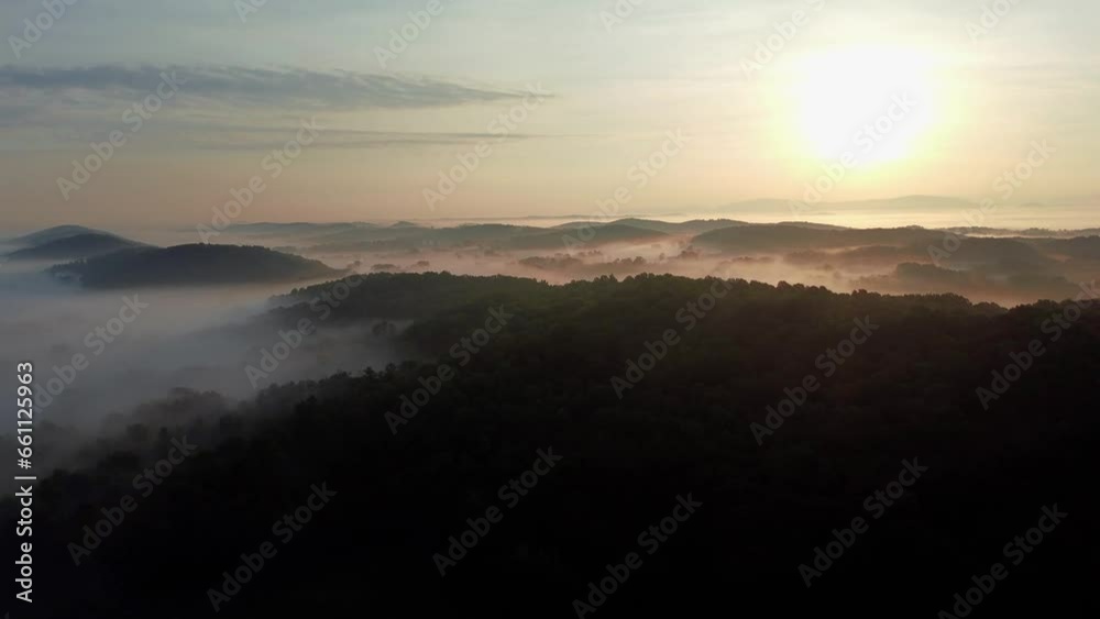 sunset in the mountains with fog sunset in the mountains with fog