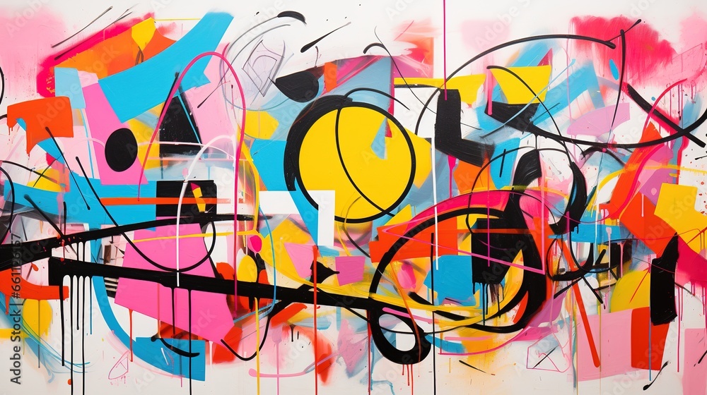 Obraz premium Generative AI, abstract painted colorful background, graffiti street art style