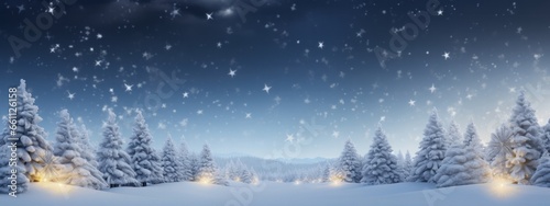 christmas festive background Snowfall Tranquil Christmas scene with falling snow and fir trees. Empty  copy space for creative ideas space xmas joyful greeting seasonal backdrop © VERTEX SPACE