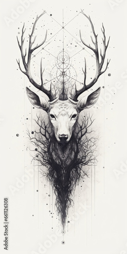 black and white deer head © Grumpy